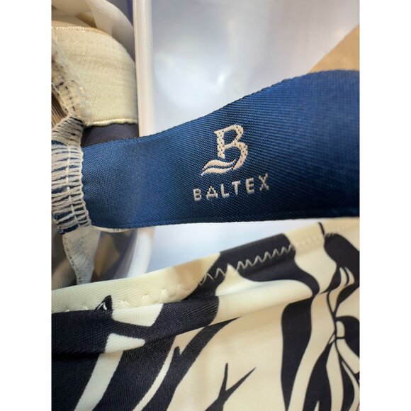 Baltex Womens Halter Tankini Top Swimwear Size 10 Black White Leaf Print Beach - Picture 2 of 8